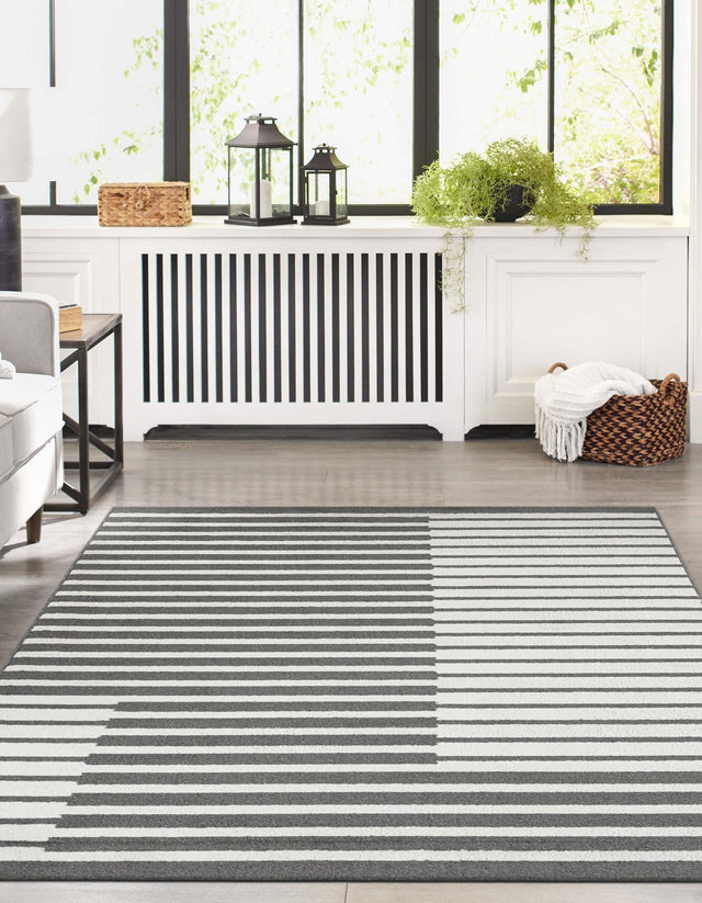 Gray 7' 10 x 10' Norge Rectangle Area Rug 100% Polypropylene Easy Clean Non Shed Stain Resistant Modern Carpet for Home Interior Design for Sale at Rug Engine