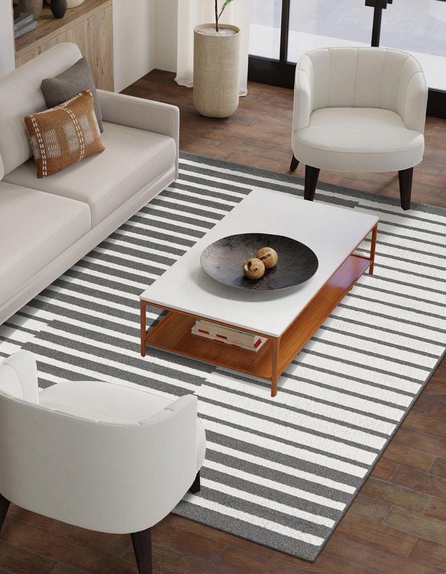 Gray 9' x 12' Norge Rectangle Area Rug 100% Polypropylene Easy Clean Non Shed Stain Resistant Modern Carpet for Home Interior Design for Sale at Rug Engine