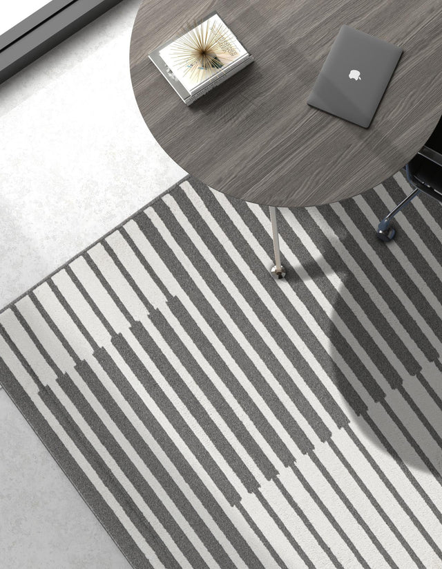 Gray 10' x 13' 1 Norge Rectangle Area Rug 100% Polypropylene Easy Clean Non Shed Stain Resistant Modern Carpet for Home Interior Design for Sale at Rug Engine