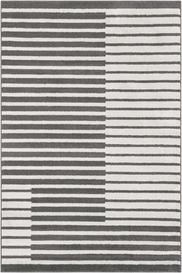 Gray 6' 1 x 9' Norge Rectangle Area Rug 100% Polypropylene Easy Clean Non Shed Stain Resistant Modern Carpet for Home Interior Design for Sale at Rug Engine