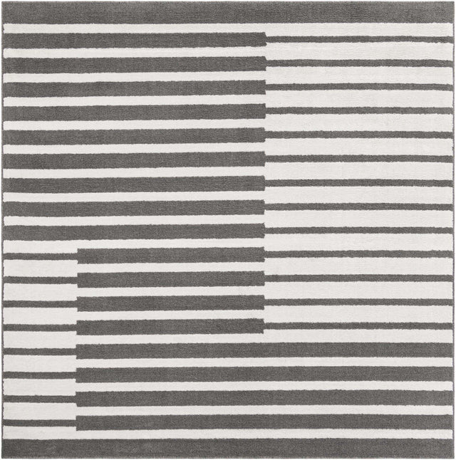 Gray 7' 10 x 7' 10 Norge Square Area Rug 100% Polypropylene Easy Clean Non Shed Stain Resistant Modern Carpet for Home Interior Design for Sale at Rug Engine