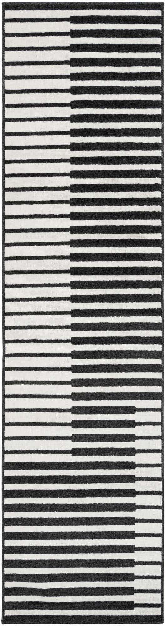 Black 2' 7 x 10' Norge Runner Area Rug 100% Polypropylene Easy Clean Non Shed Stain Resistant Modern Carpet for Home Interior Design for Sale at Rug Engine