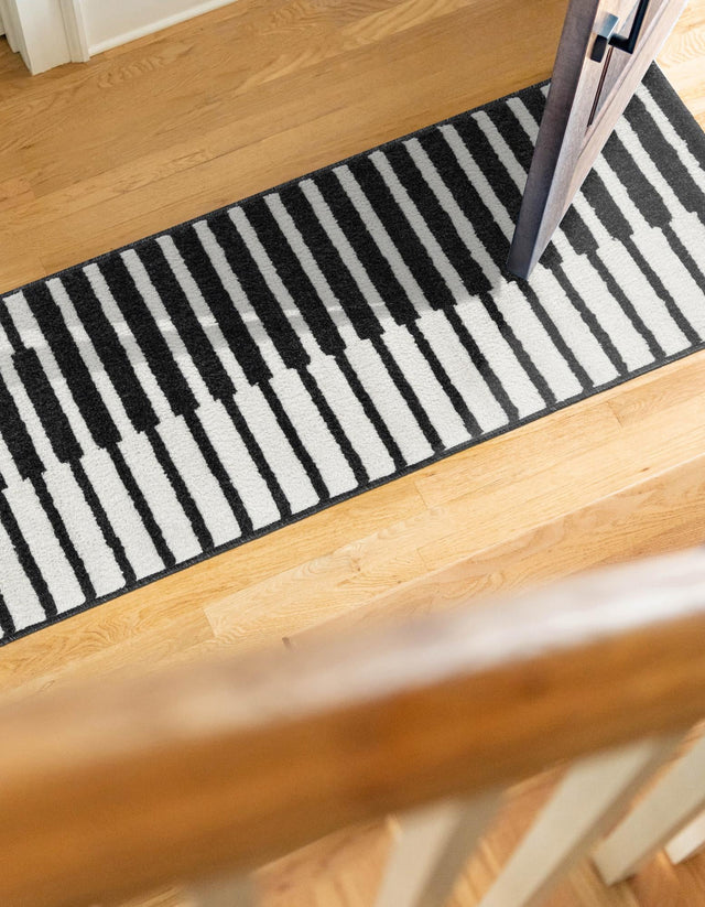 Black 2' x 6' 1 Norge Runner Area Rug 100% Polypropylene Easy Clean Non Shed Stain Resistant Modern Carpet for Home Interior Design for Sale at Rug Engine