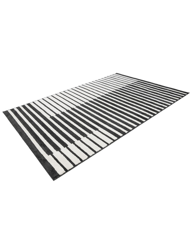 Black 6' 1 x 9' Norge Rectangle Area Rug 100% Polypropylene Easy Clean Non Shed Stain Resistant Modern Carpet for Home Interior Design for Sale at Rug Engine