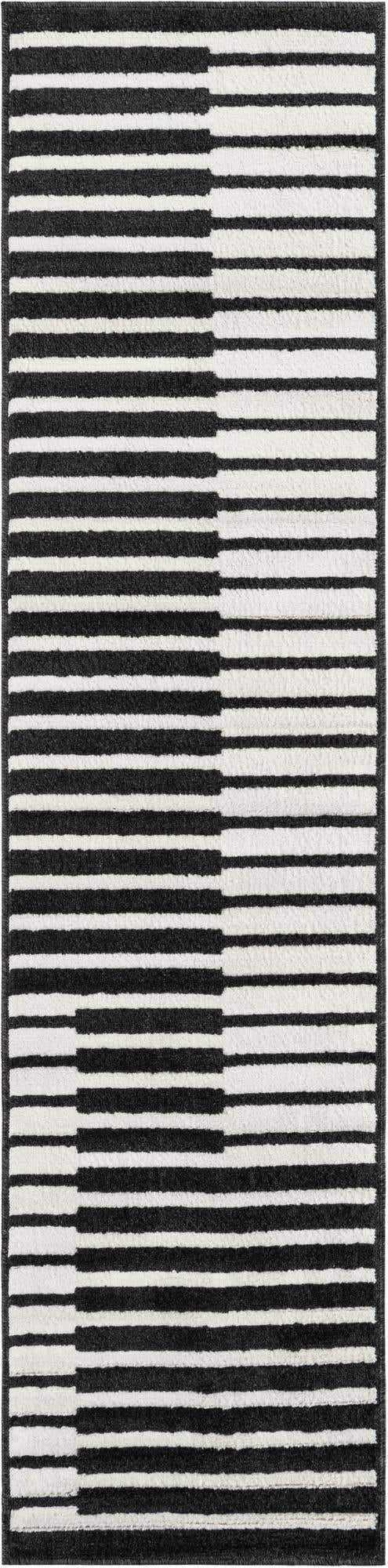 Black 2' x 8' Norge Runner Area Rug 100% Polypropylene Easy Clean Non Shed Stain Resistant Modern Carpet for Home Interior Design for Sale at Rug Engine