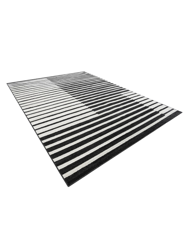 Black 9' x 12' Norge Rectangle Area Rug 100% Polypropylene Easy Clean Non Shed Stain Resistant Modern Carpet for Home Interior Design for Sale at Rug Engine