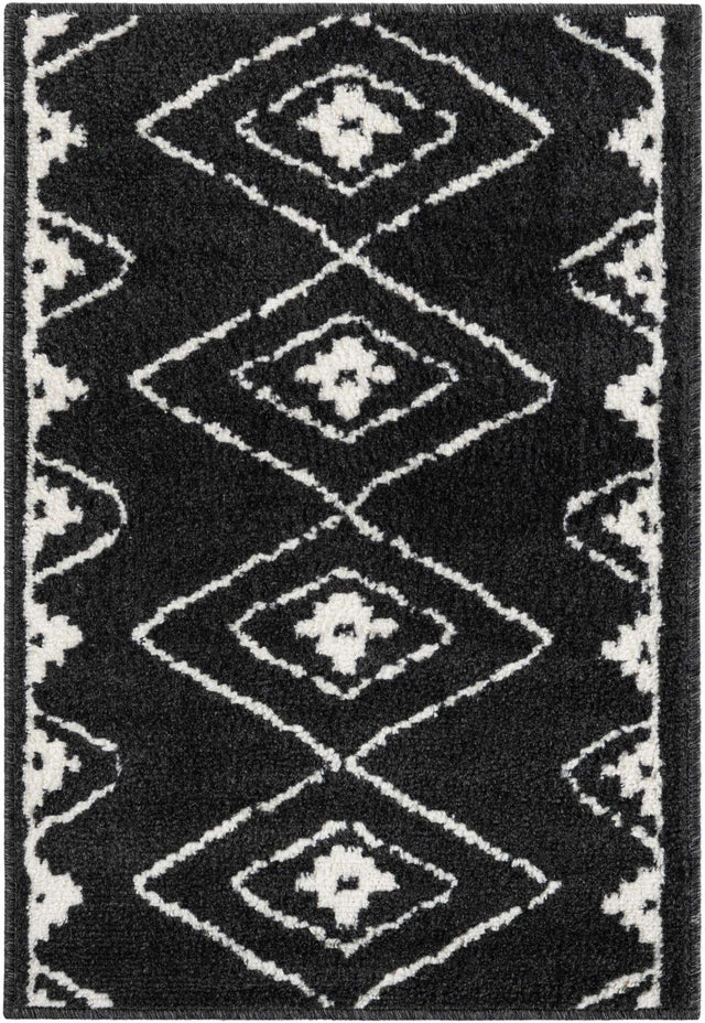 Black 2' x 3' 1 Norge Rectangle Area Rug 100% Polypropylene Easy Clean Non Shed Stain Resistant Modern Carpet for Home Interior Design for Sale at Rug Engine
