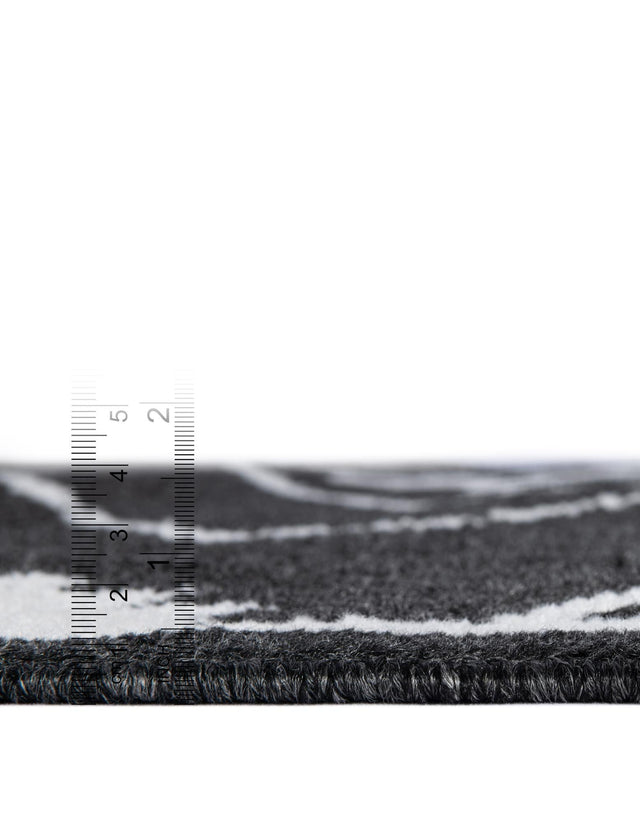 Black 5' 1 x 5' 1 Norge Round Area Rug 100% Polypropylene Easy Clean Non Shed Stain Resistant Modern Carpet for Home Interior Design for Sale at Rug Engine