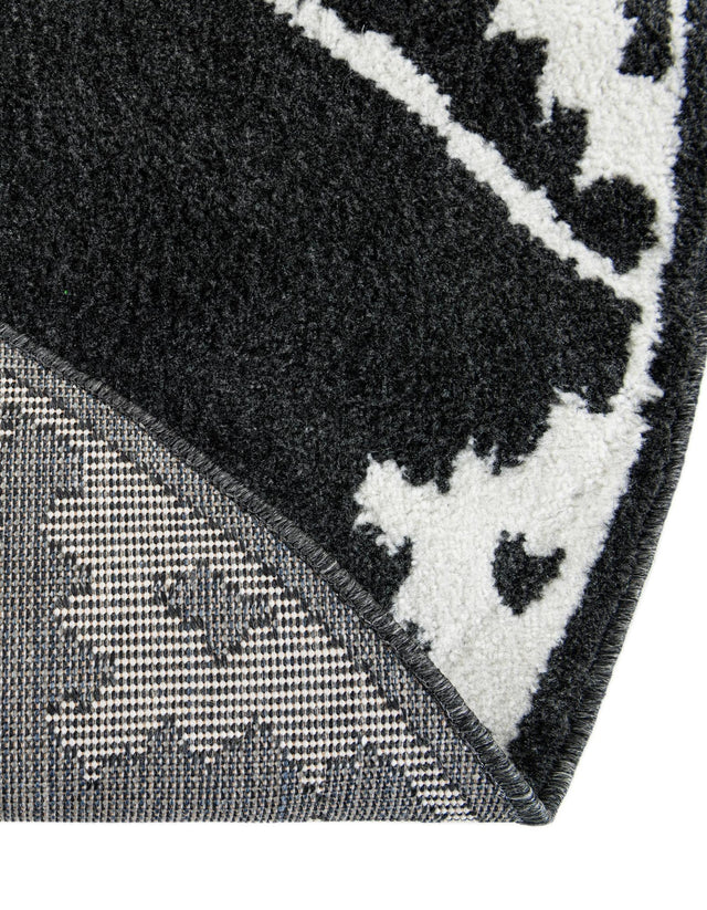 Black 5' 1 x 5' 1 Norge Round Area Rug 100% Polypropylene Easy Clean Non Shed Stain Resistant Modern Carpet for Home Interior Design for Sale at Rug Engine