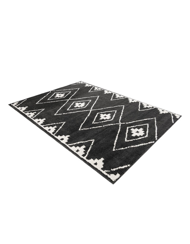 Black 5' 1 x 7' 1 Norge Rectangle Area Rug 100% Polypropylene Easy Clean Non Shed Stain Resistant Modern Carpet for Home Interior Design for Sale at Rug Engine