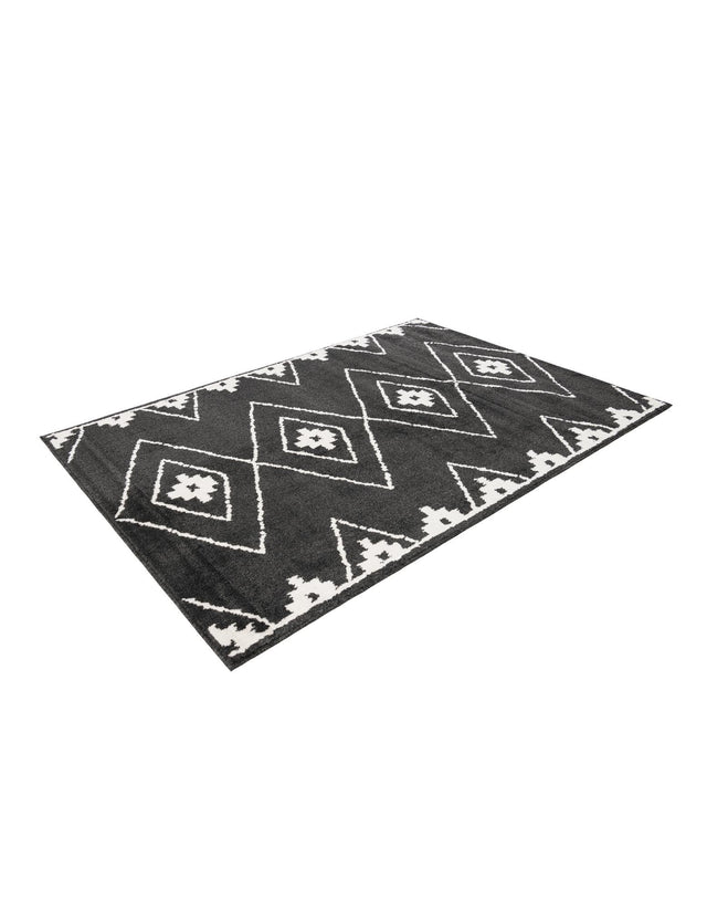 Black 5' 1 x 7' 1 Norge Rectangle Area Rug 100% Polypropylene Easy Clean Non Shed Stain Resistant Modern Carpet for Home Interior Design for Sale at Rug Engine