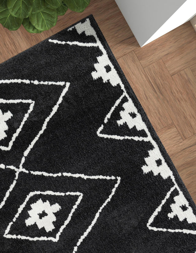 Black 7' 10 x 10' Norge Rectangle Area Rug 100% Polypropylene Easy Clean Non Shed Stain Resistant Modern Carpet for Home Interior Design for Sale at Rug Engine