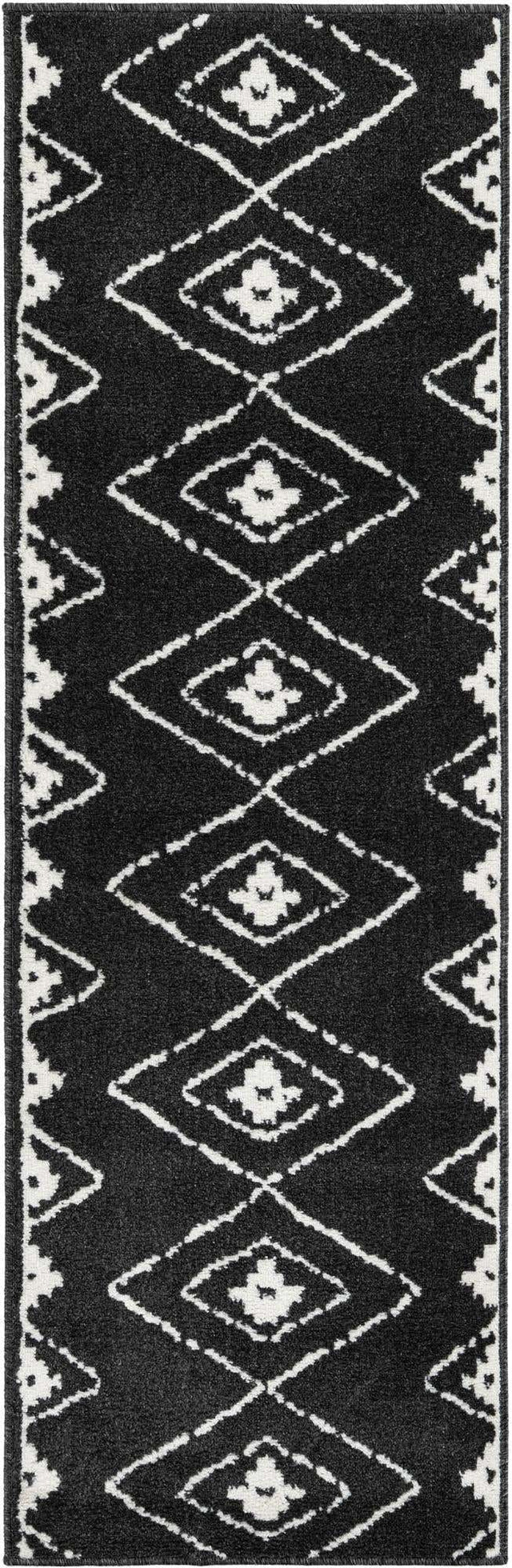 Black 2' x 6' 1 Norge Runner Area Rug 100% Polypropylene Easy Clean Non Shed Stain Resistant Modern Carpet for Home Interior Design for Sale at Rug Engine