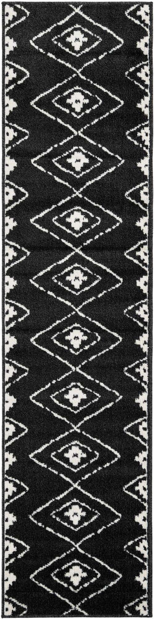 Black 2' x 8' Norge Runner Area Rug 100% Polypropylene Easy Clean Non Shed Stain Resistant Modern Carpet for Home Interior Design for Sale at Rug Engine