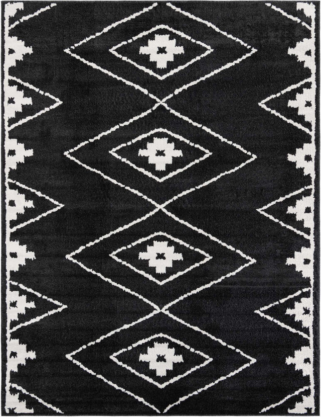 Black 7' 10 x 10' Norge Rectangle Area Rug 100% Polypropylene Easy Clean Non Shed Stain Resistant Modern Carpet for Home Interior Design for Sale at Rug Engine