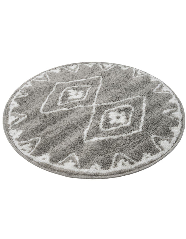 Gray 3' 1 x 3' 1 Norge Round Area Rug 100% Polypropylene Easy Clean Non Shed Stain Resistant Modern Carpet for Home Interior Design for Sale at Rug Engine
