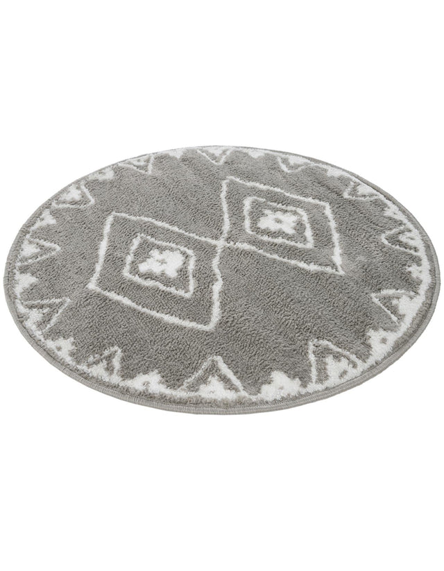 Gray 3' 1 x 3' 1 Norge Round Area Rug 100% Polypropylene Easy Clean Non Shed Stain Resistant Modern Carpet for Home Interior Design for Sale at Rug Engine