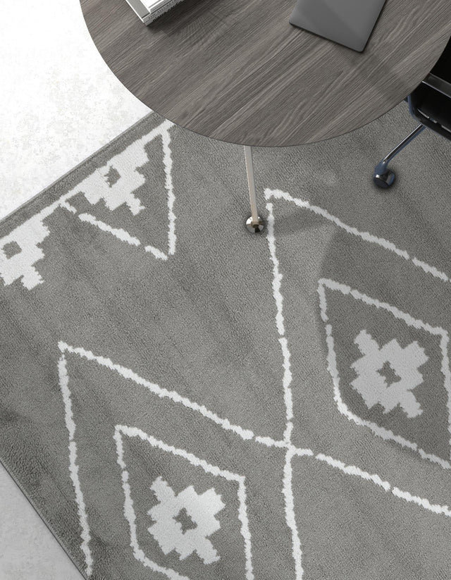 Gray 6' 1 x 9' Norge Rectangle Area Rug 100% Polypropylene Easy Clean Non Shed Stain Resistant Modern Carpet for Home Interior Design for Sale at Rug Engine