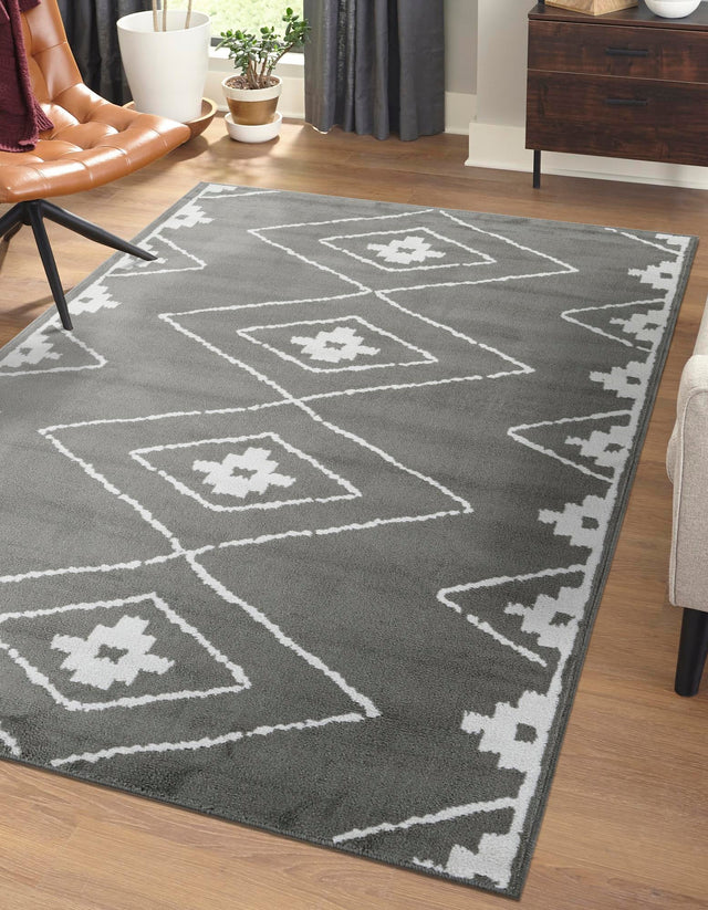 Gray 6' 1 x 9' Norge Rectangle Area Rug 100% Polypropylene Easy Clean Non Shed Stain Resistant Modern Carpet for Home Interior Design for Sale at Rug Engine