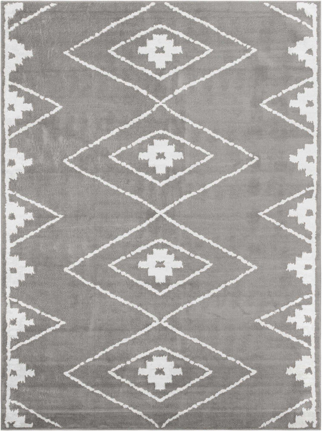 Gray 9' x 12' Norge Rectangle Area Rug 100% Polypropylene Easy Clean Non Shed Stain Resistant Modern Carpet for Home Interior Design for Sale at Rug Engine