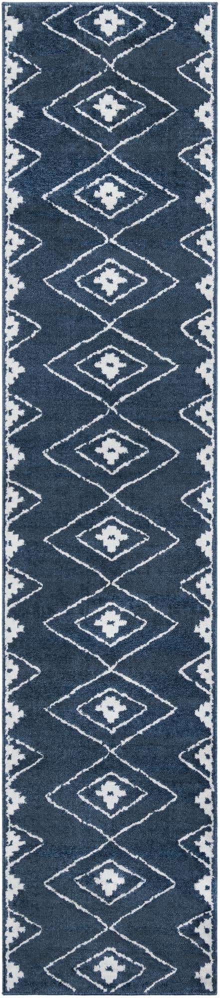 Blue 2' 7 x 12' Norge Runner Area Rug 100% Polypropylene Easy Clean Non Shed Stain Resistant Modern Carpet for Home Interior Design for Sale at Rug Engine