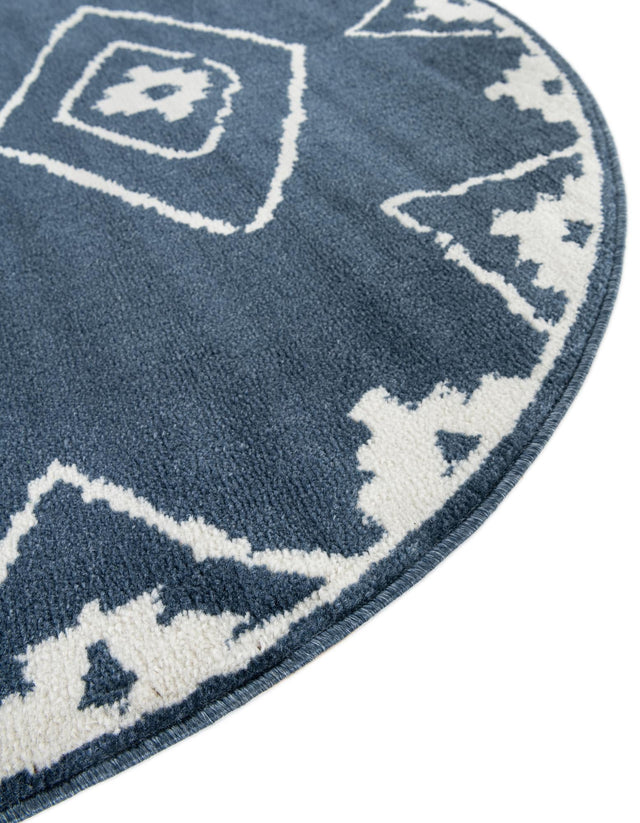 Blue 5' 1 x 5' 1 Norge Round Area Rug 100% Polypropylene Easy Clean Non Shed Stain Resistant Modern Carpet for Home Interior Design for Sale at Rug Engine