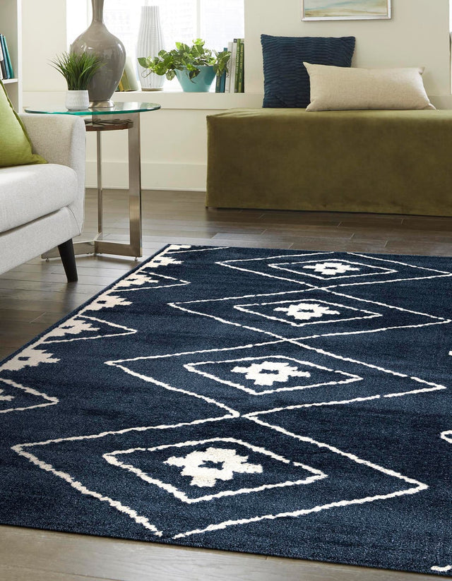 Blue 5' 1 x 8' Norge Rectangle Area Rug 100% Polypropylene Easy Clean Non Shed Stain Resistant Modern Carpet for Home Interior Design for Sale at Rug Engine