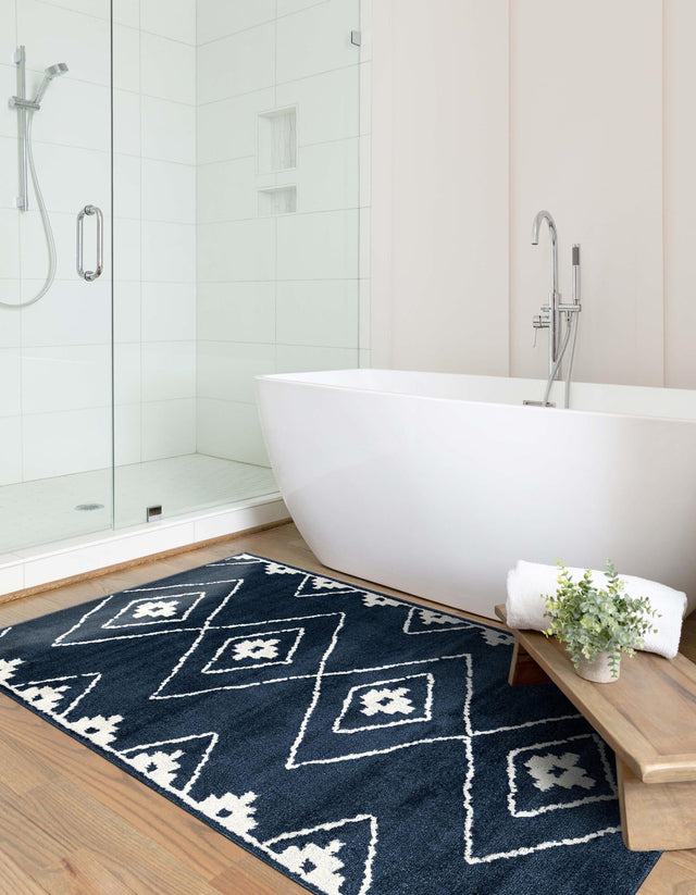 Blue 10' x 13' 1 Norge Rectangle Area Rug 100% Polypropylene Easy Clean Non Shed Stain Resistant Modern Carpet for Home Interior Design for Sale at Rug Engine