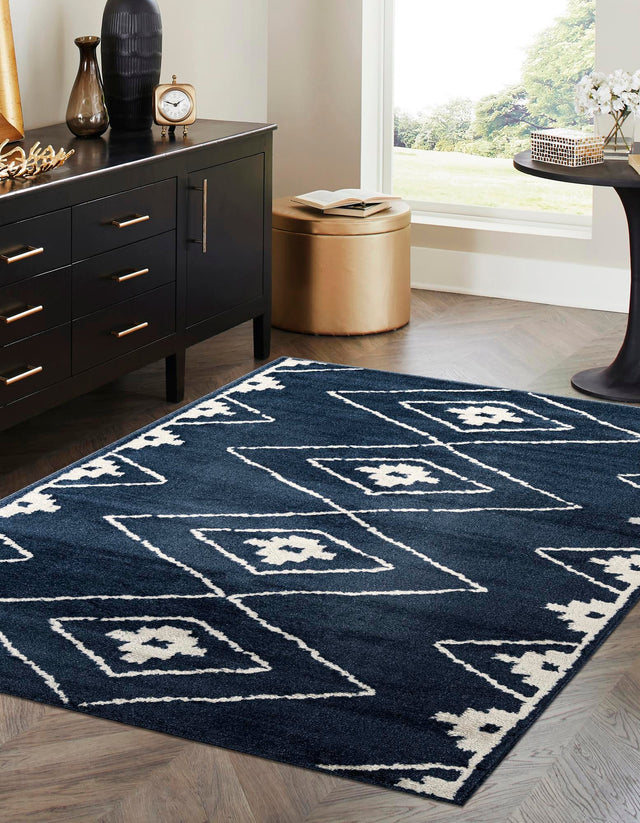 Blue 10' x 13' 1 Norge Rectangle Area Rug 100% Polypropylene Easy Clean Non Shed Stain Resistant Modern Carpet for Home Interior Design for Sale at Rug Engine