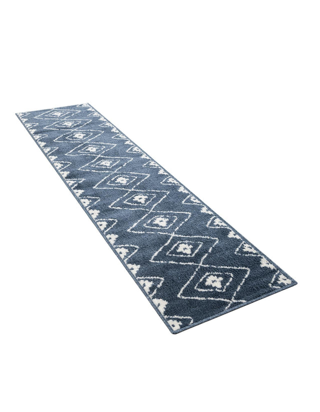 Blue 2' x 8' Norge Runner Area Rug 100% Polypropylene Easy Clean Non Shed Stain Resistant Modern Carpet for Home Interior Design for Sale at Rug Engine