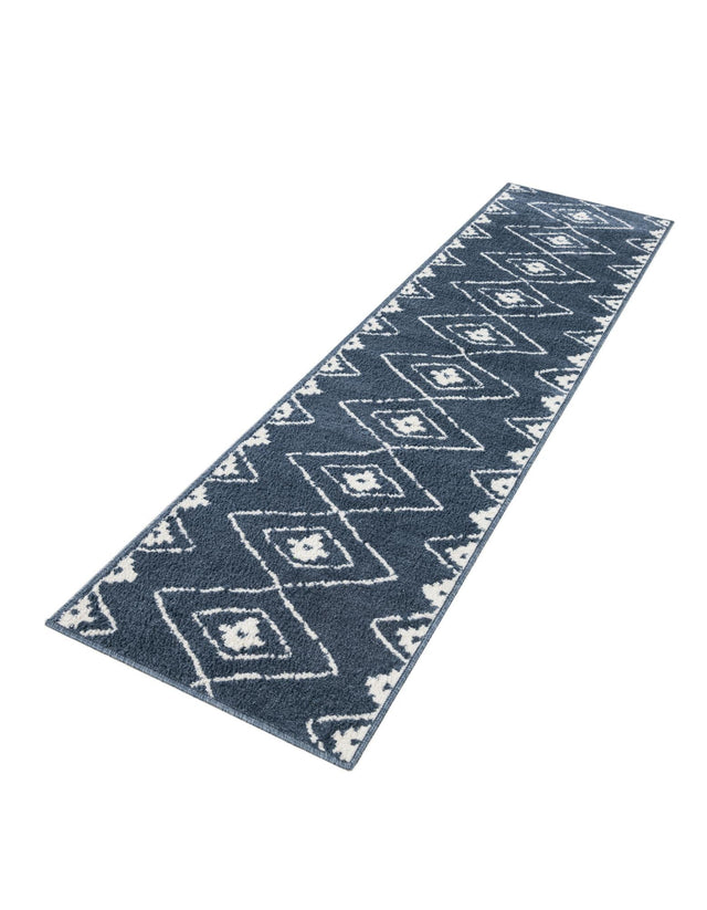 Blue 2' x 8' Norge Runner Area Rug 100% Polypropylene Easy Clean Non Shed Stain Resistant Modern Carpet for Home Interior Design for Sale at Rug Engine