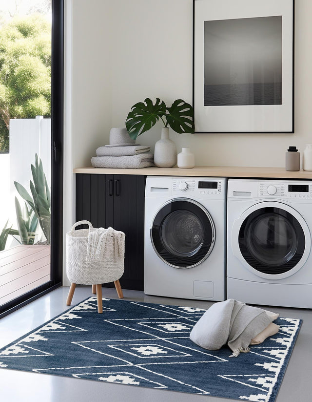 Blue 10' x 10' Norge Square Area Rug 100% Polypropylene Easy Clean Non Shed Stain Resistant Modern Carpet for Home Interior Design for Sale at Rug Engine