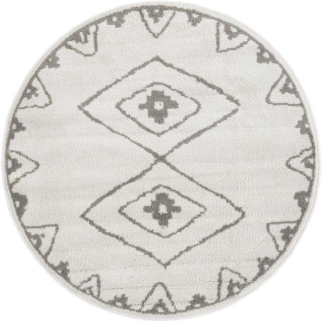 Ivory 4' 1 x 4' 1 Norge Round Area Rug 100% Polypropylene Easy Clean Non Shed Stain Resistant Modern Carpet for Home Interior Design for Sale at Rug Engine