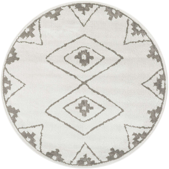 Ivory 5' 1 x 5' 1 Norge Round Area Rug 100% Polypropylene Easy Clean Non Shed Stain Resistant Modern Carpet for Home Interior Design for Sale at Rug Engine