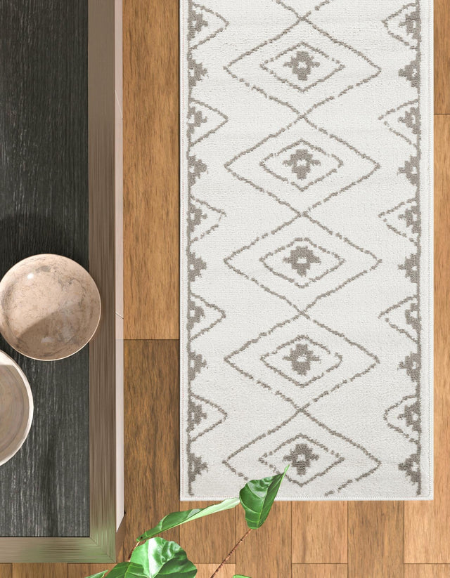 Ivory 2' 7 x 10' Norge Runner Area Rug 100% Polypropylene Easy Clean Non Shed Stain Resistant Modern Carpet for Home Interior Design for Sale at Rug Engine