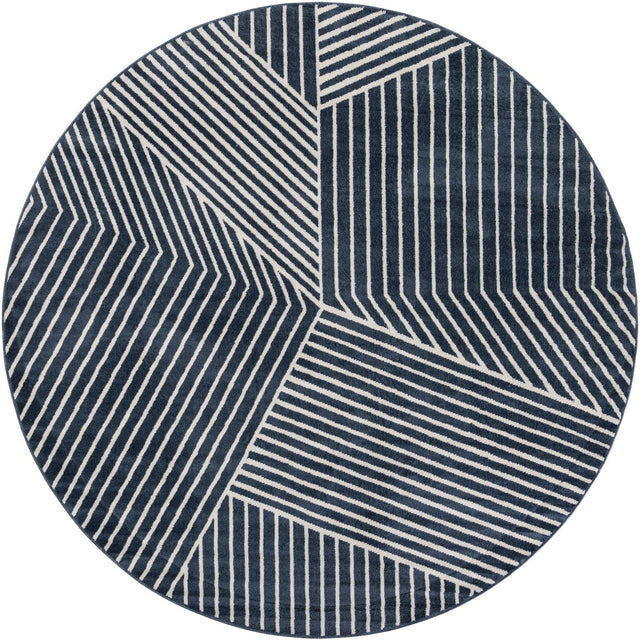 Blue 10' x 10' Norge Round Area Rug 100% Polypropylene Easy Clean Non Shed Stain Resistant Modern Carpet for Home Interior Design for Sale at Rug Engine