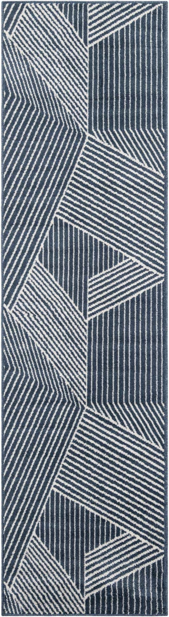 Blue 2' 7 x 10' Norge Runner Area Rug 100% Polypropylene Easy Clean Non Shed Stain Resistant Modern Carpet for Home Interior Design for Sale at Rug Engine
