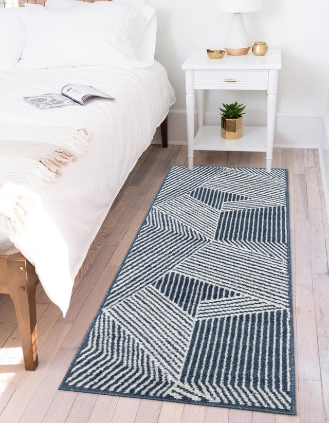 Blue 2' x 6' 1 Norge Runner Area Rug 100% Polypropylene Easy Clean Non Shed Stain Resistant Modern Carpet for Home Interior Design for Sale at Rug Engine
