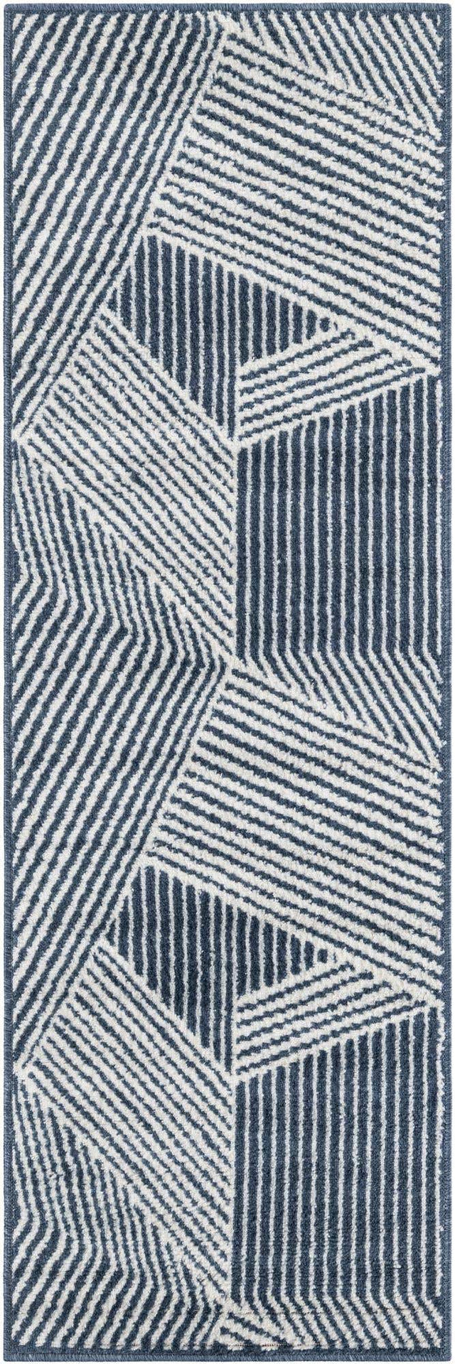 Blue 2' x 6' 1 Norge Runner Area Rug 100% Polypropylene Easy Clean Non Shed Stain Resistant Modern Carpet for Home Interior Design for Sale at Rug Engine