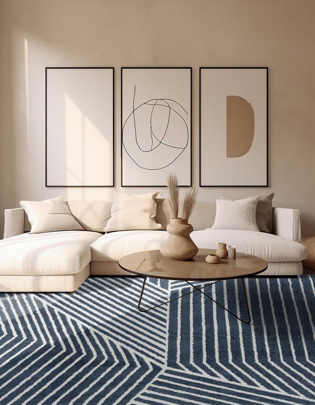 Blue 10' x 10' Norge Square Area Rug 100% Polypropylene Easy Clean Non Shed Stain Resistant Modern Carpet for Home Interior Design for Sale at Rug Engine