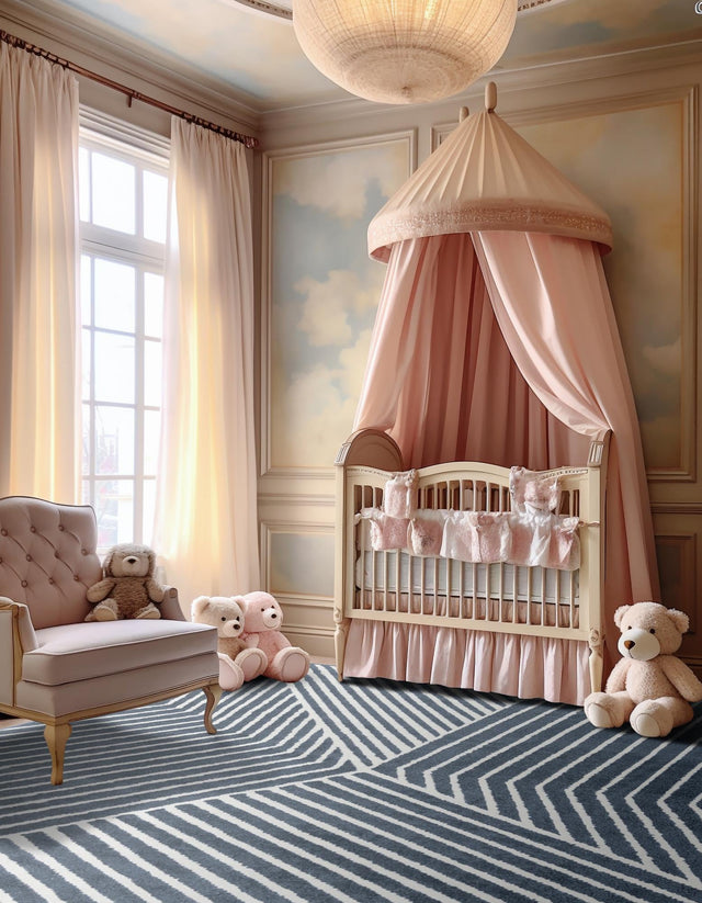 Blue 10' x 10' Norge Square Area Rug 100% Polypropylene Easy Clean Non Shed Stain Resistant Modern Carpet for Home Interior Design for Sale at Rug Engine