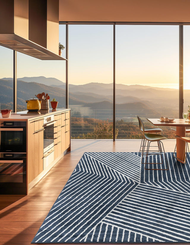 Blue 10' x 10' Norge Square Area Rug 100% Polypropylene Easy Clean Non Shed Stain Resistant Modern Carpet for Home Interior Design for Sale at Rug Engine