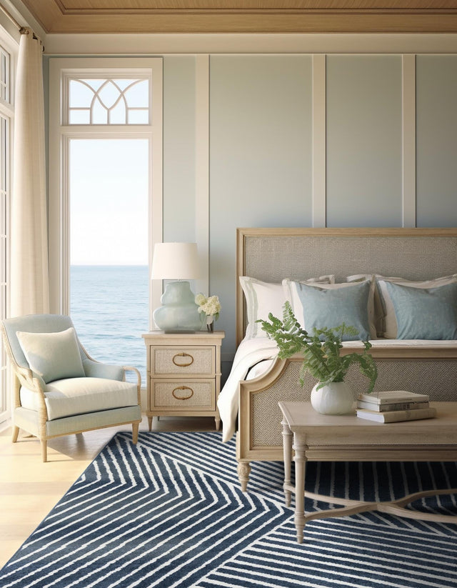 Blue 10' x 10' Norge Square Area Rug 100% Polypropylene Easy Clean Non Shed Stain Resistant Modern Carpet for Home Interior Design for Sale at Rug Engine