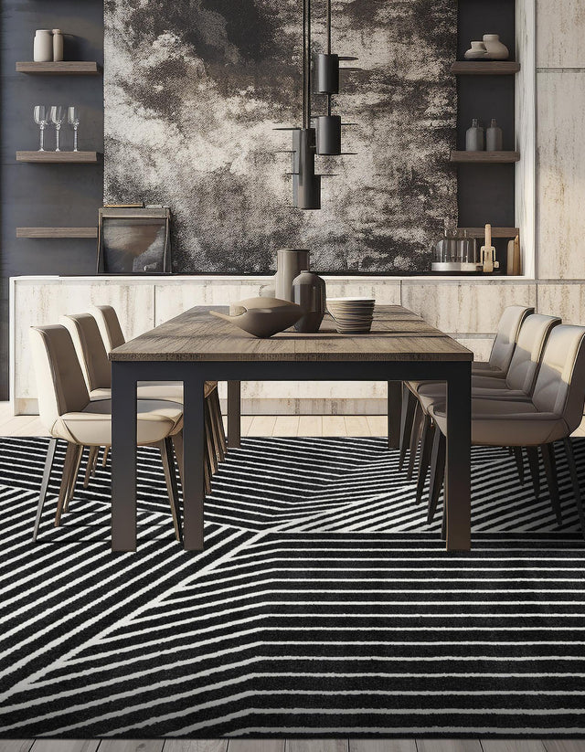 Black 10' x 10' Norge Square Area Rug 100% Polypropylene Easy Clean Non Shed Stain Resistant Modern Carpet for Home Interior Design for Sale at Rug Engine