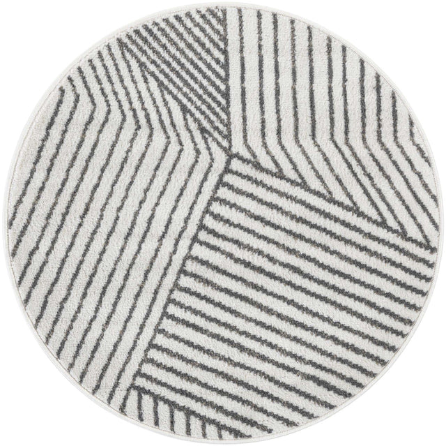 Ivory 3' 1 x 3' 1 Norge Round Area Rug 100% Polypropylene Easy Clean Non Shed Stain Resistant Modern Carpet for Home Interior Design for Sale at Rug Engine