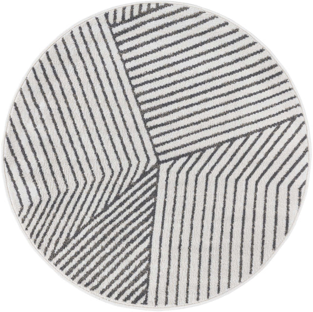 Ivory 4' 1 x 4' 1 Norge Round Area Rug 100% Polypropylene Easy Clean Non Shed Stain Resistant Modern Carpet for Home Interior Design for Sale at Rug Engine