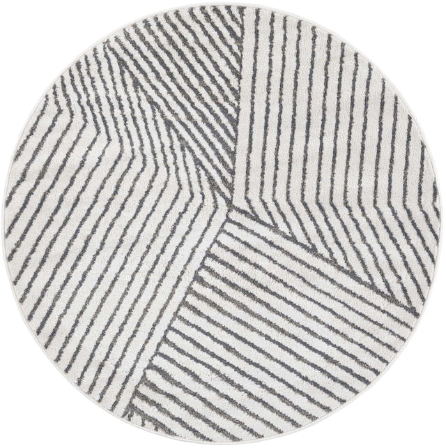 Ivory 5' 1 x 5' 1 Norge Round Area Rug 100% Polypropylene Easy Clean Non Shed Stain Resistant Modern Carpet for Home Interior Design for Sale at Rug Engine