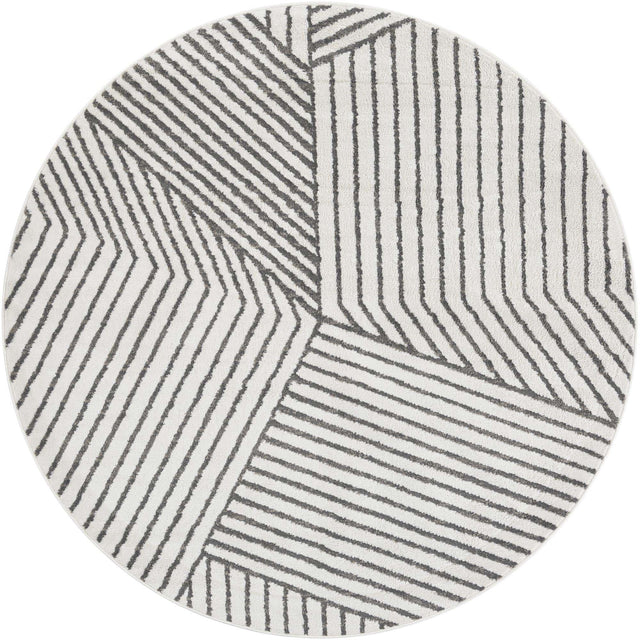 Ivory 7' 10 x 7' 10 Norge Round Area Rug 100% Polypropylene Easy Clean Non Shed Stain Resistant Modern Carpet for Home Interior Design for Sale at Rug Engine