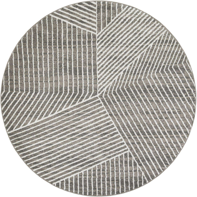 Gray 10' x 10' Norge Round Area Rug 100% Polypropylene Easy Clean Non Shed Stain Resistant Modern Carpet for Home Interior Design for Sale at Rug Engine