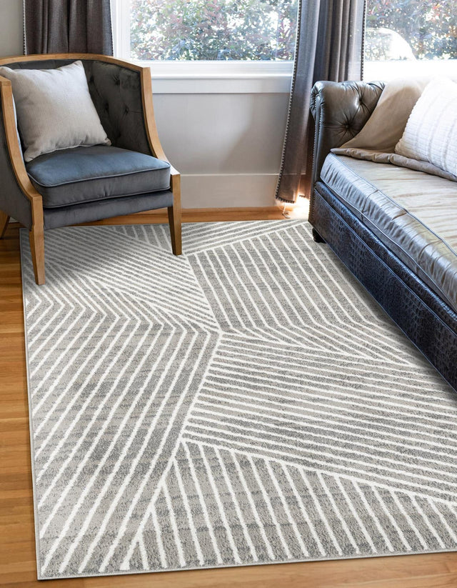 Gray 6' 1 x 9' Norge Rectangle Area Rug 100% Polypropylene Easy Clean Non Shed Stain Resistant Modern Carpet for Home Interior Design for Sale at Rug Engine